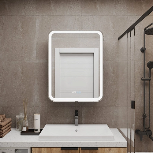 Зеркальный шкаф Silver mirrors ФИДЖИ-шкаф 60 с часами и сменой цветалевый LED-00002594 Зеркальный шкаф Silver mirrors ФИДЖИ-шкаф 60 с часами и сменой цветалевый LED-00002594