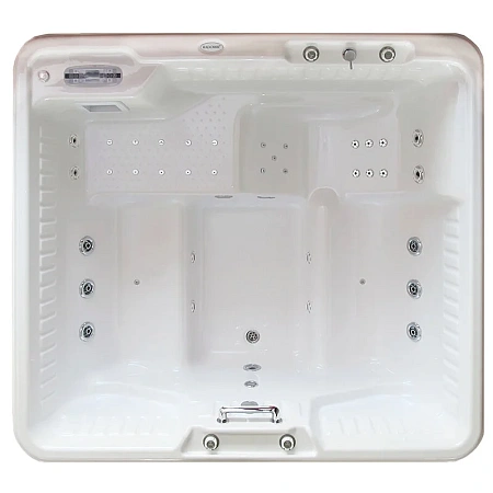 Мини бассейн Radomir г/а Цезарь Platinum 1-30-0-0-5-0501Б, белый, 1890х1740, рама-подставка, слив-перелив, 20 форсунок гидромассажа, система turbo-pool - 2 шт., СПА-контроллер, 15 форсунок аэромассажа, подсветка 1 лампа, система фильтрации, дезинфекции, п