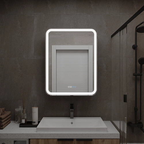 Зеркальный шкаф Silver mirrors ФИДЖИ-шкаф 60 с часами и сменой цветалевый LED-00002594 Зеркальный шкаф Silver mirrors ФИДЖИ-шкаф 60 с часами и сменой цветалевый LED-00002594