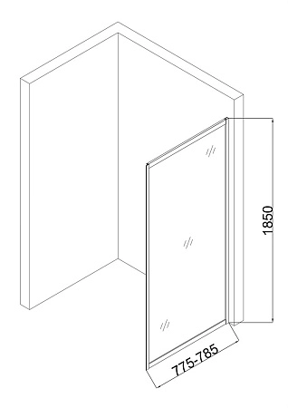 Боковая стенка Taliente 80x195см, прозрачное стекло 6мм, хром. профиль TA-08-1CP