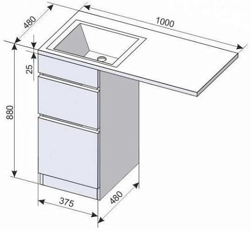 Тумба под раковину Style Line Даллас 100 люкс PLUS, белая АА00-000069 Тумба под раковину Style Line Даллас 100 люкс PLUS, белая АА00-000069