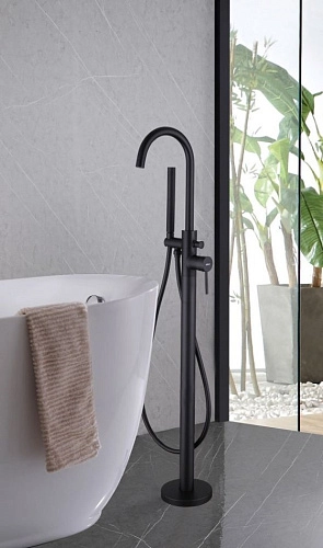 Смеситель для ванны ABBER Wasser Kreis AF8115B напольный, черный матовый Смеситель для ванны ABBER Wasser Kreis AF8115B напольный, черный матовый