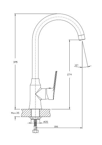 Смеситель для кухни Rush Balearic BA3935-22 с высоким, поворотным изливом Смеситель для кухни Rush Balearic BA3935-22 с высоким, поворотным изливом