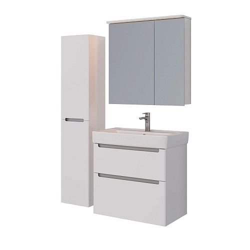 Зеркальный шкаф Lemark ZENON 80х80 см с козырьком-подсветкой, с розеткой, белый LM80ZS-Z Зеркальный шкаф Lemark ZENON 80х80 см с козырьком-подсветкой, с розеткой, белый LM80ZS-Z