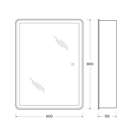 Зеркальный шкаф SPC-MAR-600/800-1A-LED-TCH 12W 220-240V 600x800x150 с подсветкой и сенсорным выключателем