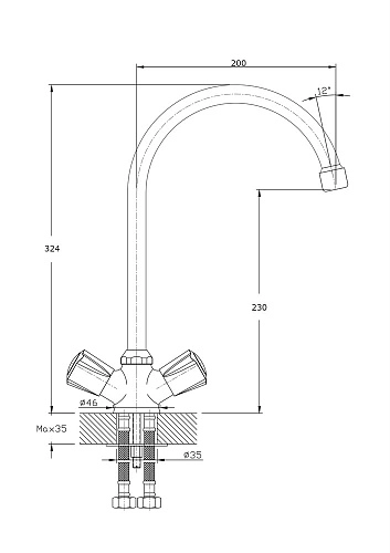 Смеситель для кухни Rush Pioneer PI7950-23 с высоким, поворотным изливом Смеситель для кухни Rush Pioneer PI7950-23 с высоким, поворотным изливом