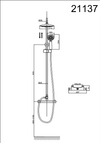Душевая система D&K Bayern Potsdam DA2113701B09 Душевая система D&K Bayern Potsdam DA2113701B09