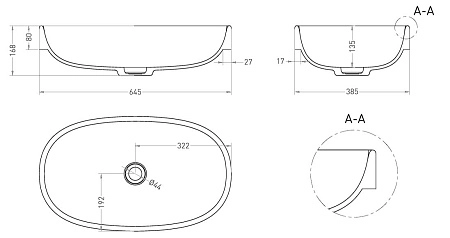 Раковина Salini GRECA 1803201M 645x385 полувстраиваемая S-Stone