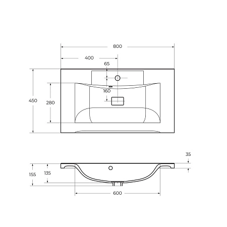 Раковина BelBagno BB800/450-LV-MR-PR 800x450 Раковина BelBagno BB800/450-LV-MR-PR 800x450