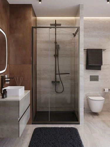 Душевая дверь CEZARES LUX-B-FS-1-90-C-GM 90 см, профиль оружейная сталь, стекло прозрачное Душевая дверь CEZARES LUX-B-FS-1-90-C-GM 90 см, профиль оружейная сталь, стекло прозрачное