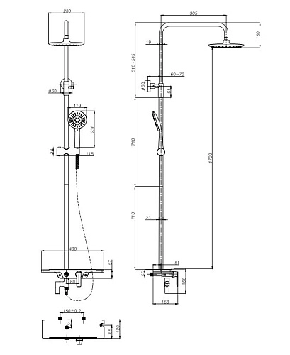 Душевая система Rush Palm PL5535-70 хром Душевая система Rush Palm PL5535-70 хром