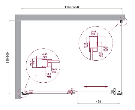 Душевой уголок BelBagno LUCE-AH-1-120/90-C-Cr
