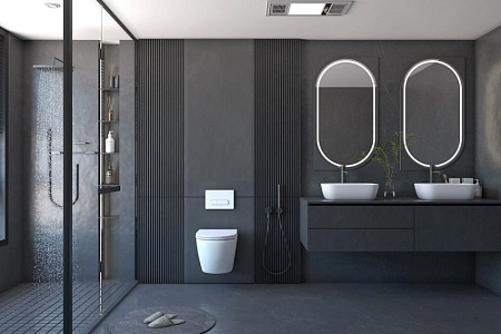 Комплект унитаза ABBER Bequem AC1100 белый с инсталляцией AC0105 и кнопкой AC0121 хром AC1100-AC0105-AC0121