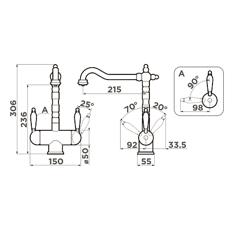 Смеситель для кухни Omoikiri Amagasaki-AB 4994292