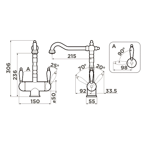 Смеситель для кухни Omoikiri Amagasaki-AB 4994292 Смеситель для кухни Omoikiri Amagasaki-AB 4994292