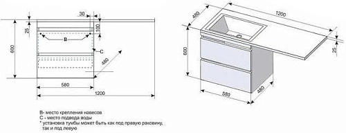 Раковина STYLE LINE ДАЛЛАС 120 R (СС-00000394) мебельная Раковина STYLE LINE ДАЛЛАС 120 R (СС-00000394) мебельная