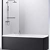 Шторка на ванну ABBER Immer Offen AG70080B 80 см универсальная, профиль черный, стекло прозрачное Шторка на ванну ABBER Immer Offen AG70080B 80 см универсальная, профиль черный, стекло прозрачное