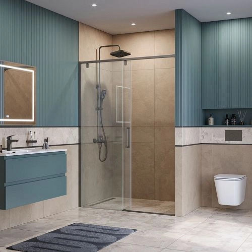 Душевая дверь BelBagno SOFT_CLOSE-1-BF-1-140-C-GM 140 см, профиль оружейная сталь, стекло прозрачное Душевая дверь BelBagno SOFT_CLOSE-1-BF-1-140-C-GM 140 см, профиль оружейная сталь, стекло прозрачное