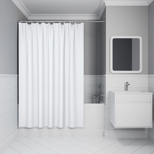 Штора для ванны IDDIS (DW01P18i11) 200х180 см, полиэстер белый Штора для ванны IDDIS (DW01P18i11) 200х180 см, полиэстер белый