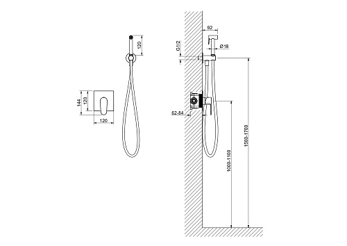 Гигиенический душ Aquatek Оберон AQ1219BG золото шлифованное, встраиваемый Гигиенический душ Aquatek Оберон AQ1219BG золото шлифованное, встраиваемый