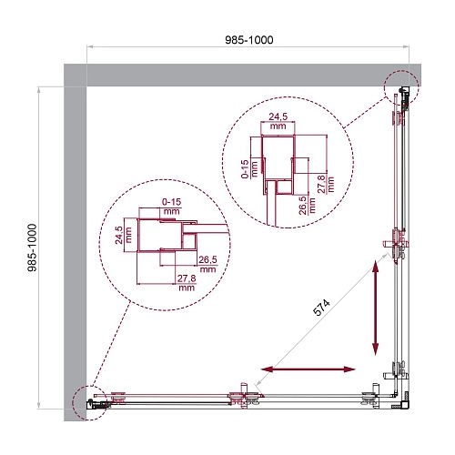 Душевой уголок BelBagno LUCE-A-2-100-C-ORO 100x100 см, профиль золото, стекло прозрачное Душевой уголок BelBagno LUCE-A-2-100-C-ORO 100x100 см, профиль золото, стекло прозрачное