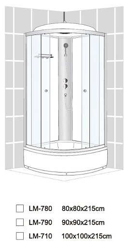 Душевая кабина Dto LM790 (LM790EL) 90x90 см с электрикой Душевая кабина Dto LM790 (LM790EL) 90x90 см с электрикой