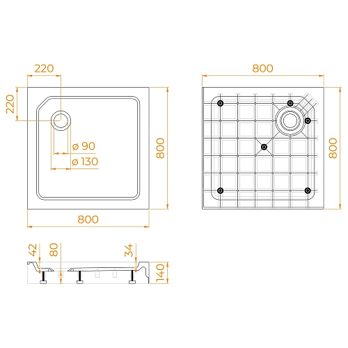 Душевой поддон RGW SMC-C-088 Белый 800x800 квадратный 12350188-01 Душевой поддон RGW SMC-C-088 Белый 800x800 квадратный 12350188-01