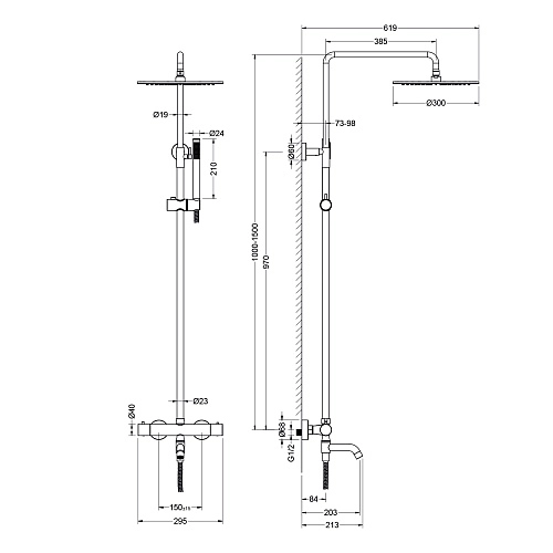 Душевая система Timo Saona SX-2380/13 с термостатом, никель Душевая система Timo Saona SX-2380/13 с термостатом, никель