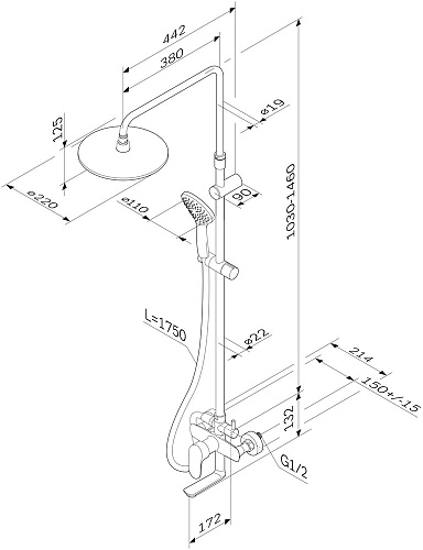 Душевая система AM.PM Like F0780910 Душевая система AM.PM Like F0780910