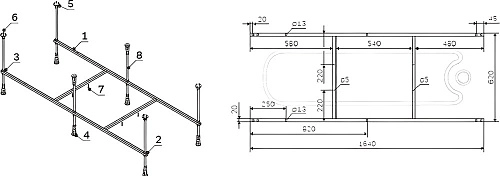Акриловая ванна STWORKI Карлстад 170x70, с каркасом и сливом-переливом 563277 Акриловая ванна STWORKI Карлстад 170x70, с каркасом и сливом-переливом 563277