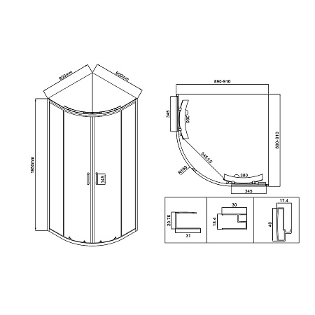 Душевой уголок Vincea City VSQ-5CT900CL, 900x900, хром, стекло прозрачное