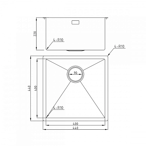 Кухонная мойка Milacio Denia 44 Steel (MC.77430) сталь нержавеющая Кухонная мойка Milacio Denia 44 Steel (MC.77430) сталь нержавеющая