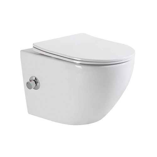 Унитаз подвесной BelBagno UNO BB3105CHR-BS/SC с сиденьем, функцией биде и смесителем Унитаз подвесной BelBagno UNO BB3105CHR-BS/SC с сиденьем, функцией биде и смесителем