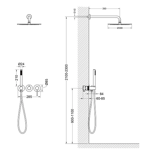 Душевая система Timo Saona SX-2349/03SM встраиваемая черный Душевая система Timo Saona SX-2349/03SM встраиваемая черный