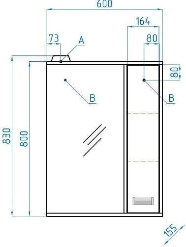 Зеркальный шкаф Style Line Стиль-60 с подсветкой ЛС-00000088 Зеркальный шкаф Style Line Стиль-60 с подсветкой ЛС-00000088