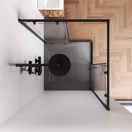 Душевой уголок AM.PM Gem W90G-403-100100-BT 100x100 черный матовый, стекло прозрачное