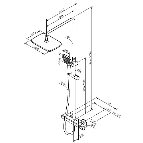 Душевая система AM.PM Func F078F400 с термостатом хром Душевая система AM.PM Func F078F400 с термостатом хром