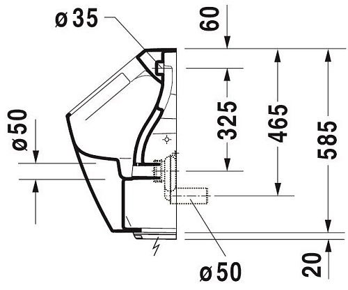Писсуар Duravit ME by Starck 2809312007 подача воды сзади белый Писсуар Duravit ME by Starck 2809312007 подача воды сзади белый