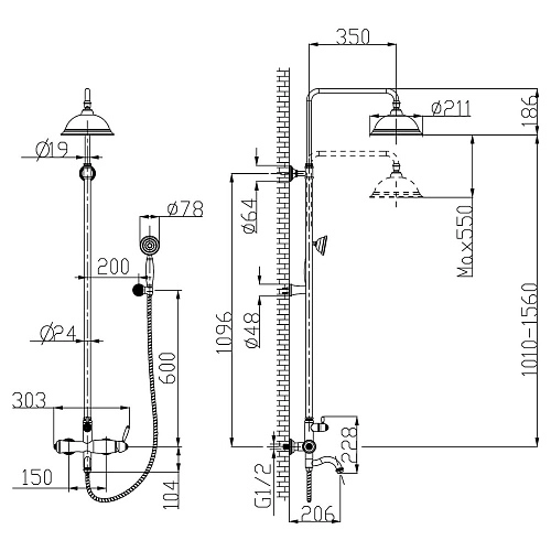 Душевая система Lemark Spark LM6762RG, розовое золото Душевая система Lemark Spark LM6762RG, розовое золото