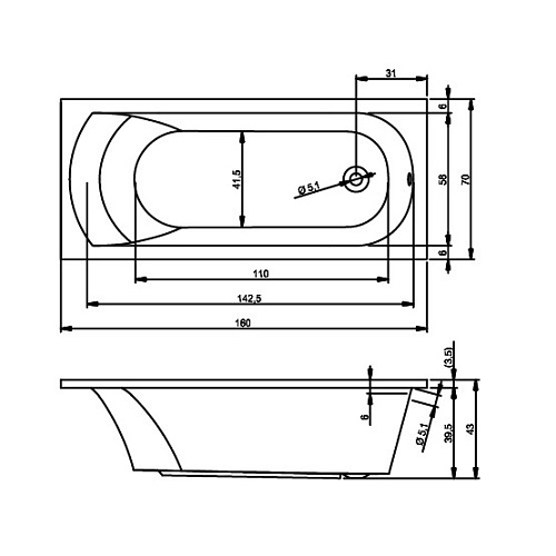 Акриловая ванна Riho Miami BB6000500000000 160х70 Акриловая ванна Riho Miami BB6000500000000 160х70