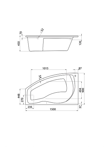 Акриловая ванна Santek Майорка 150х90 L асимметричная белая 1WH111984 1.WH11.1.984 Акриловая ванна Santek Майорка 150х90 L асимметричная белая 1WH111984 1.WH11.1.984