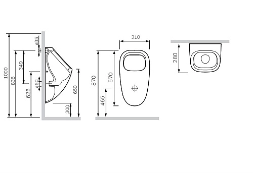 Писсуар AM.PM Spirit V2.0 C707005WP скрытый подвод воды с декором Писсуар AM.PM Spirit V2.0 C707005WP скрытый подвод воды с декором