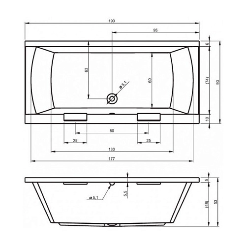 Акриловая ванна Riho Julia BA6900500000000 190x90 Акриловая ванна Riho Julia BA6900500000000 190x90