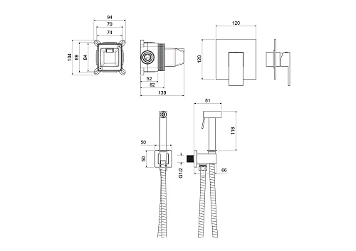 Гигиенический душ Aquatek ЛИБРА AQ1619MB Черный матовый, встраиваемый Гигиенический душ Aquatek ЛИБРА AQ1619MB Черный матовый, встраиваемый