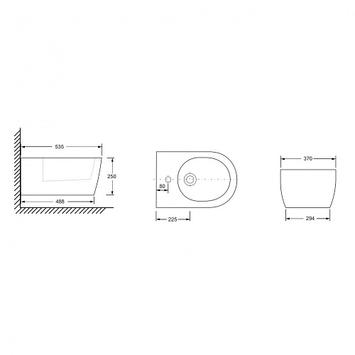 Биде подвесное Ceramica Nova Simple CN1303 Биде подвесное Ceramica Nova Simple CN1303