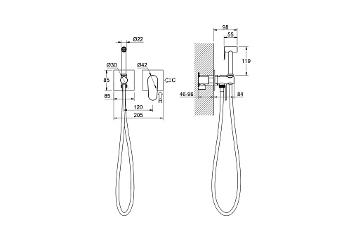 Гигиенический душ Aquatek Оберон AQ1220BG золото шлифованное, встраиваемый Гигиенический душ Aquatek Оберон AQ1220BG золото шлифованное, встраиваемый