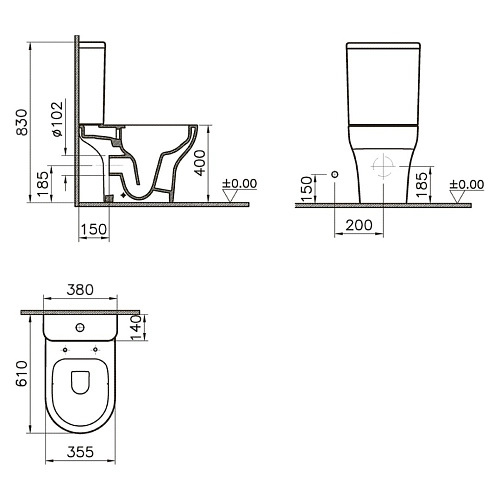 Унитаз напольный Opadiris Палермо OS24724A белый, безободковый, сиденье антикварный орех, крышка бачка антикварный орех Унитаз напольный Opadiris Палермо OS24724A белый, безободковый, сиденье антикварный орех, крышка бачка антикварный орех