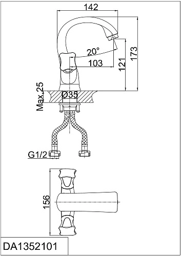 Смеситель для раковины D&K Grimm Hessen DA1382101 Смеситель для раковины D&K Grimm Hessen DA1382101