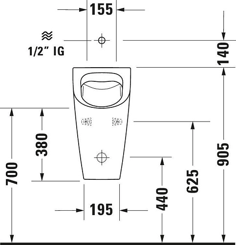 Писсуар Duravit ME by Starck 2815302000 подача воды сверху белый Писсуар Duravit ME by Starck 2815302000 подача воды сверху белый