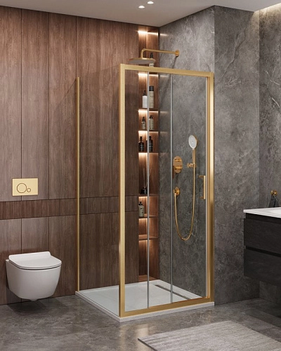 Душевой уголок CEZARES MOLVENO-AHF-31-100/90-C-BORO-IV цвет профиля брашированное золото стекло прозрачное 1000x900 мм Душевой уголок CEZARES MOLVENO-AHF-31-100/90-C-BORO-IV цвет профиля брашированное золото стекло прозрачное 1000x900 мм